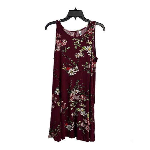 Women’s Burgundy Floral Dress Size Large - Picture 2 of 8